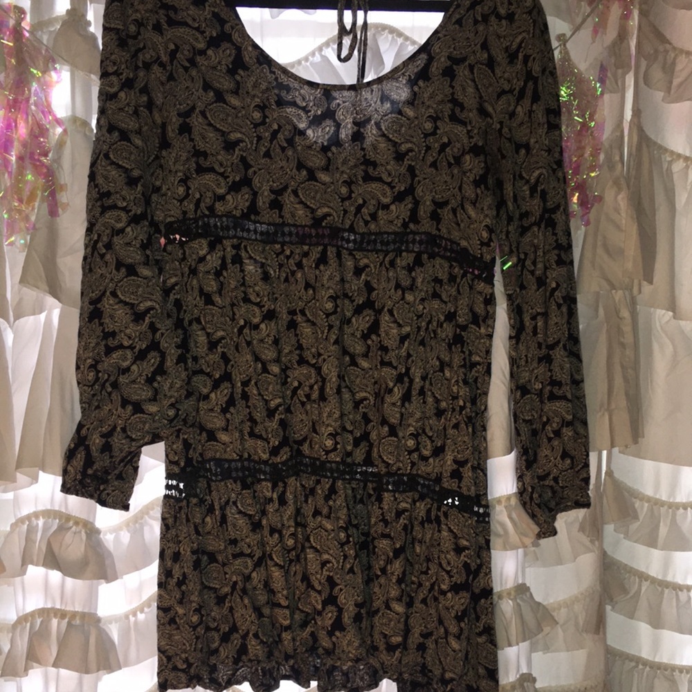 Large black and cream paisley tunic / dress